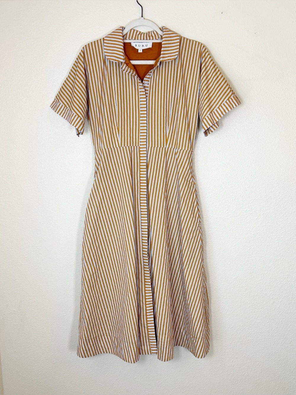 Buru Striped Fit Flare Shirt Dress S MIDI Classic Professional Preppy Office